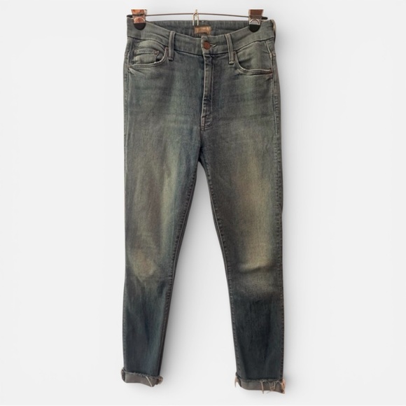 MOTHER High Rise Looker Ankle Fray Jeans Leopard Painted Shoot to Thrill Size 26 - Picture 5 of 12